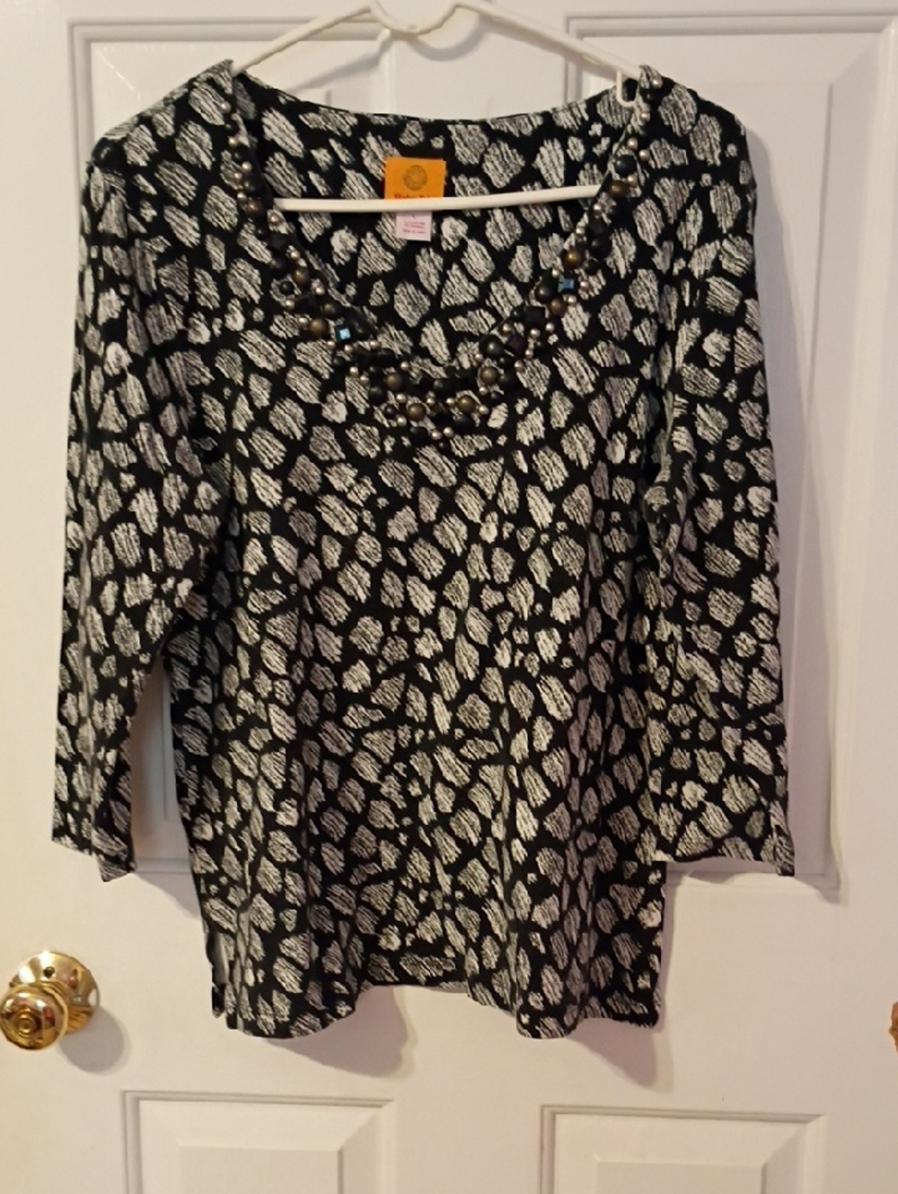 Ruby Road Women's Black & White Patterned Blouse -